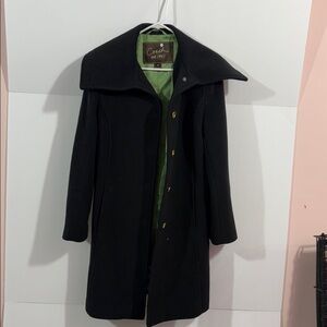 Coach Womens Wool Mohair Blend Black Belted Peacoat Coat Jacket Medium